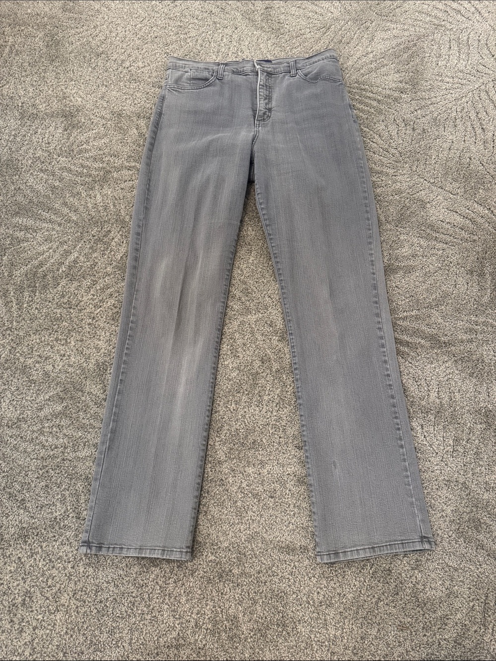 NYDJ Gray Straight-Leg Jeans with Branded Waist Label